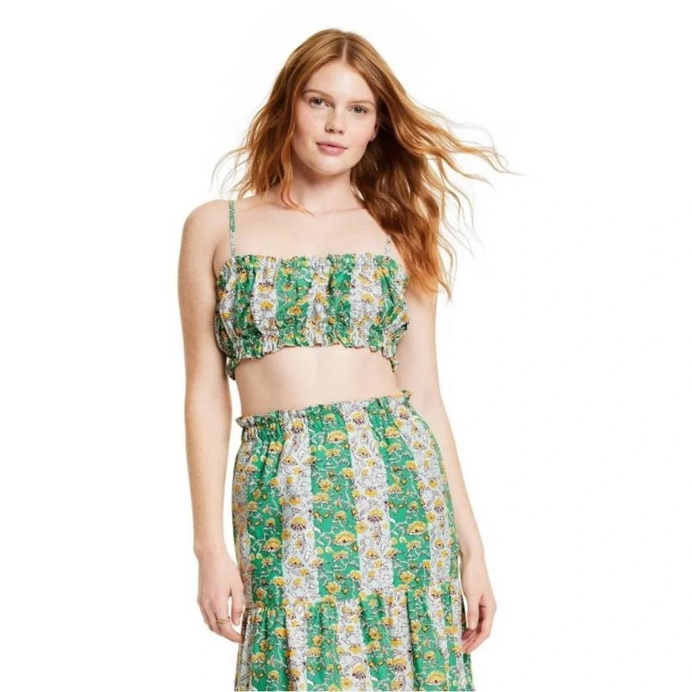 NWT RHODE x Target 2-Piece Set Outfit Floral Crop Top and Midi Skirt XL & L